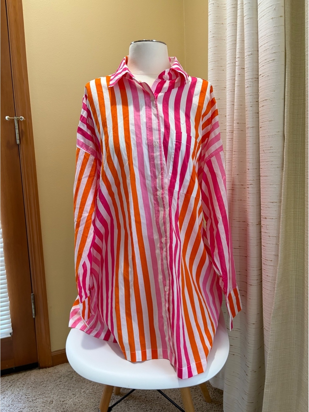 NWT Beach Riot Alexa Top sunset stripes oversized lightweight button-down PLarge